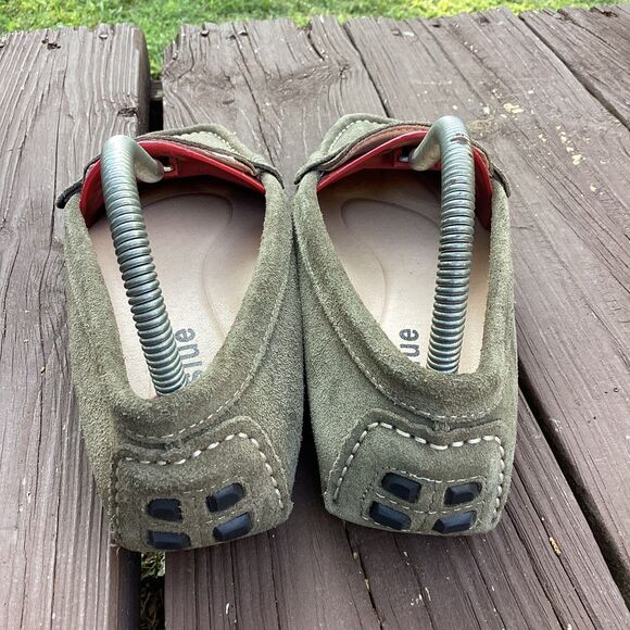 Osslue Olive Green Suede Leather Loafers Driving Moccasins Slip On Casual Shoes - Picture 2 of 5